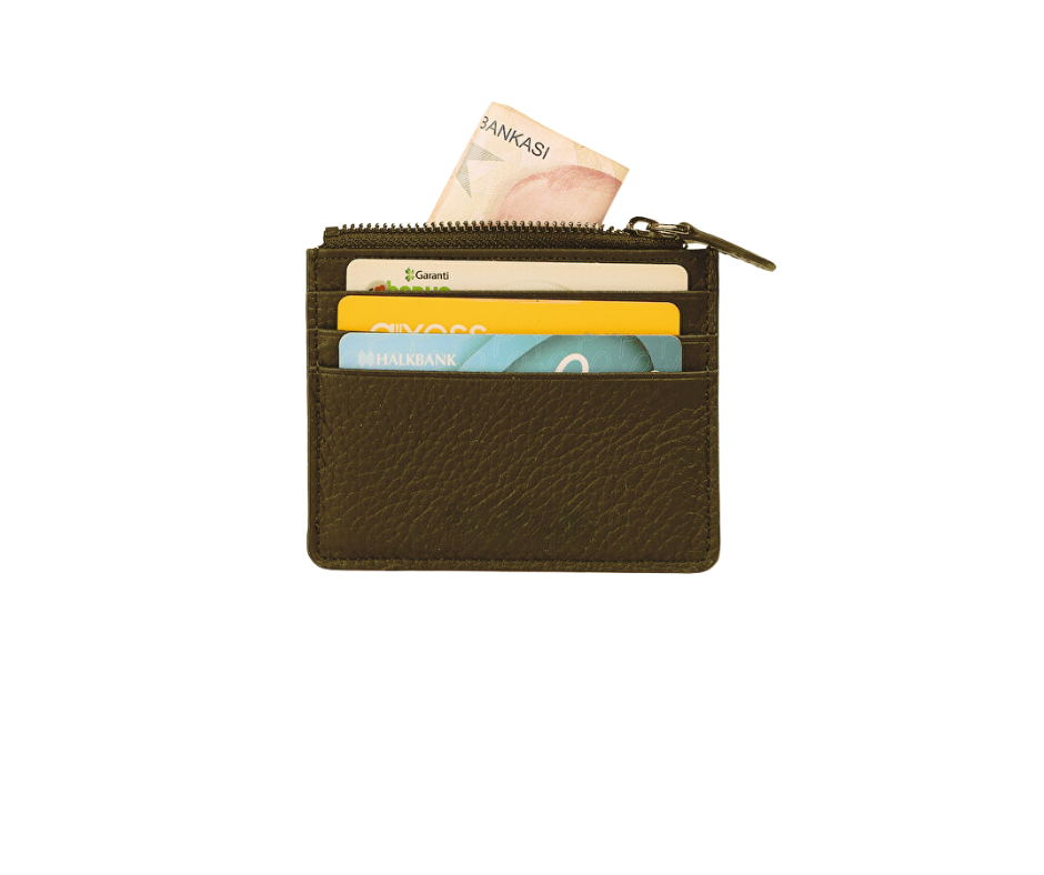 Natural Leather Zipper Cardholder