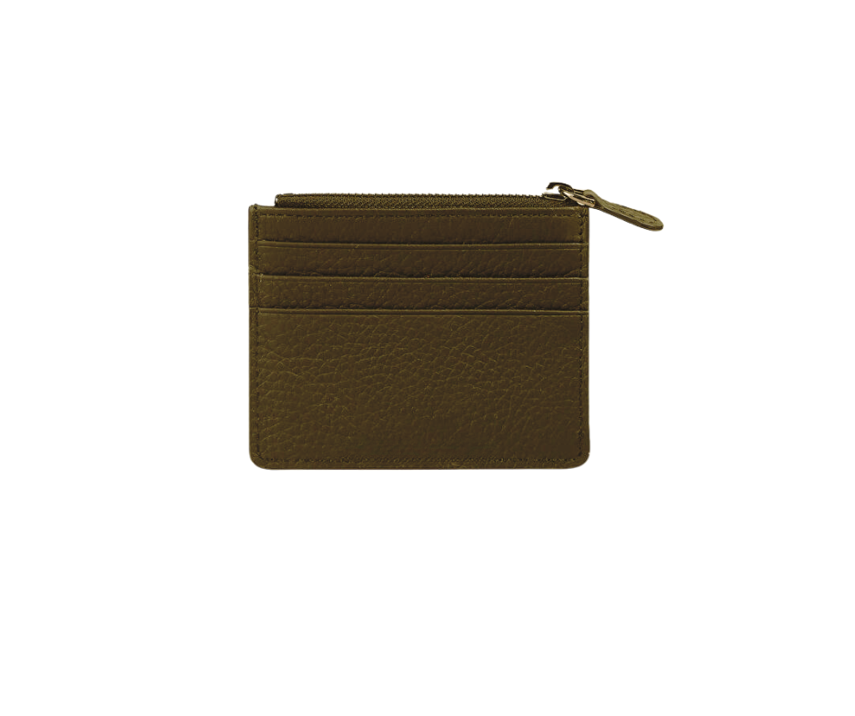 Natural Leather Zipper Cardholder