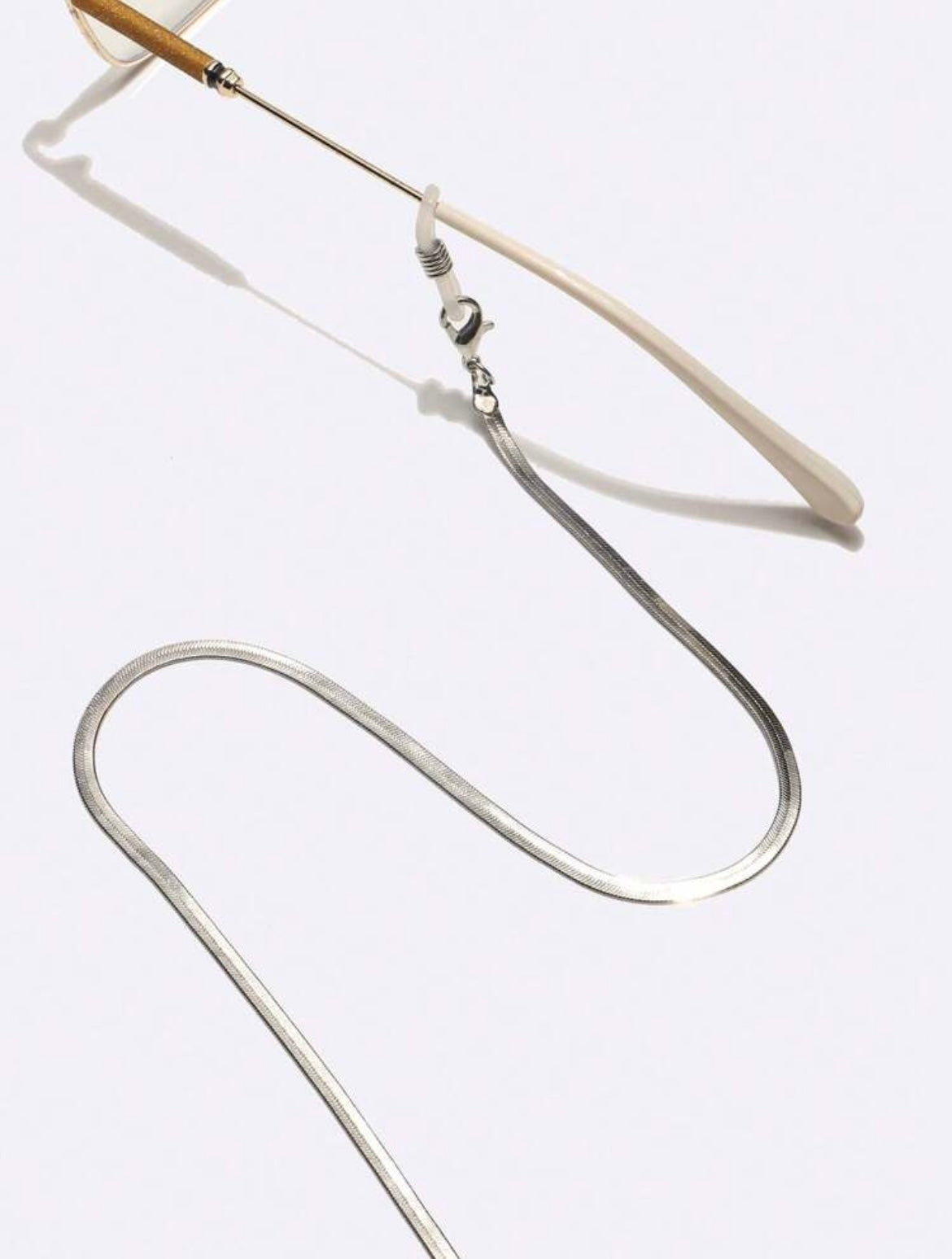 Flat Snake Chain sunglasses Necklace in Silver