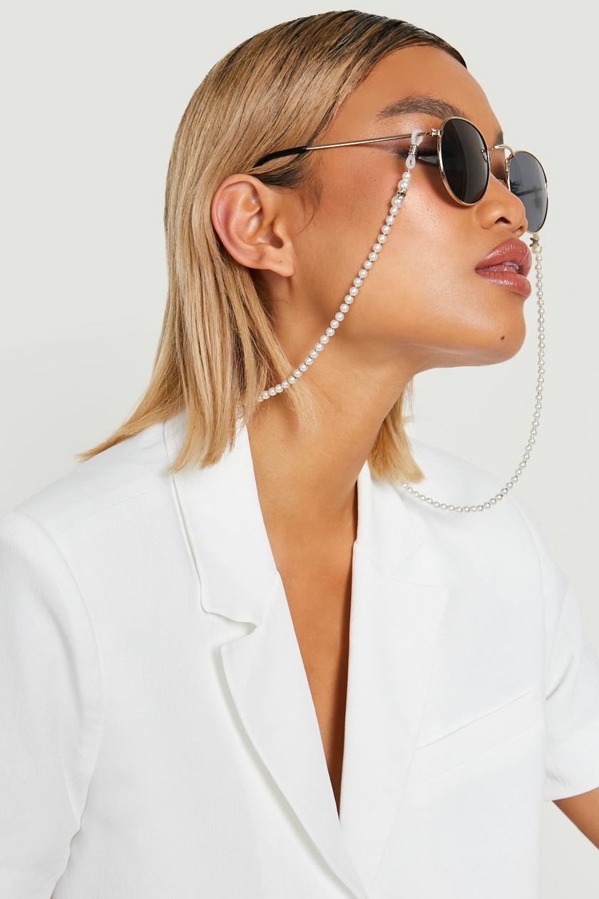 White Faux Pearl Sunglasses Chain